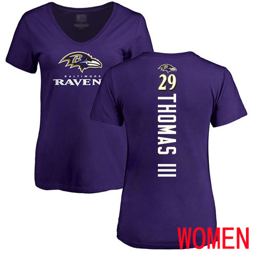Baltimore Ravens Purple Women Earl Thomas III Backer NFL Football #29 T Shirt